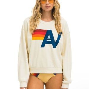Aviator Nation LOGO RELAXED CREW SWEATSHIRT - VINTAGE WHITE